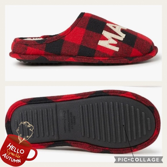 NWT Women’s Dearfoams Buffalo Plaid Mama Bear Slippers Size Medium - Picture 1 of 6